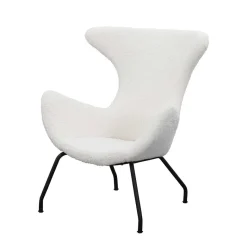 Weißer Design Ohrensessel mit Plüschbezug - Nicrobar Sessel