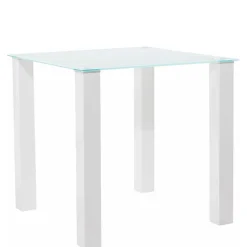 Hot Weißer Hochglanz Tisch mit Glasplatte - Richard Tische