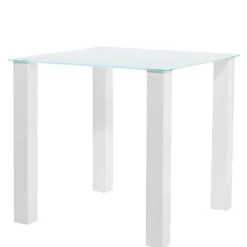 Hot Weißer Hochglanz Tisch mit Glasplatte - Richard Tische