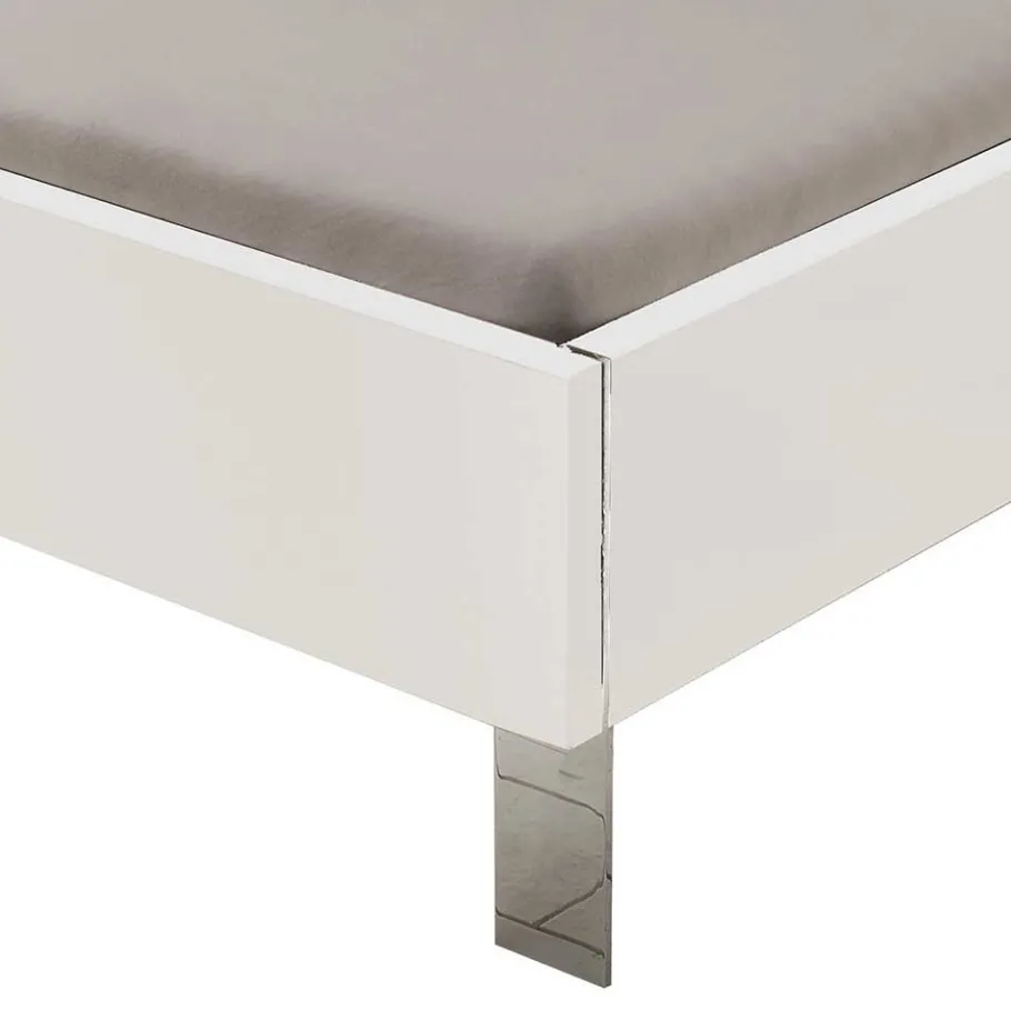 Weißes Bettgestell mit Chrom - Vronica Betten