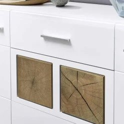 Sale Weißes Design-Sideboard mit Glas & LED - Lisepio Sideboards