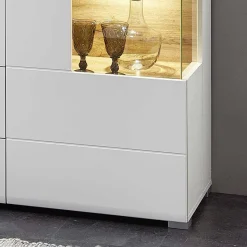 Sale Weißes Design-Sideboard mit Glas & LED - Lisepio Sideboards