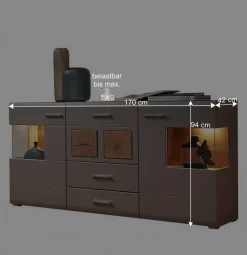 Sale Weißes Design-Sideboard mit Glas & LED - Lisepio Sideboards