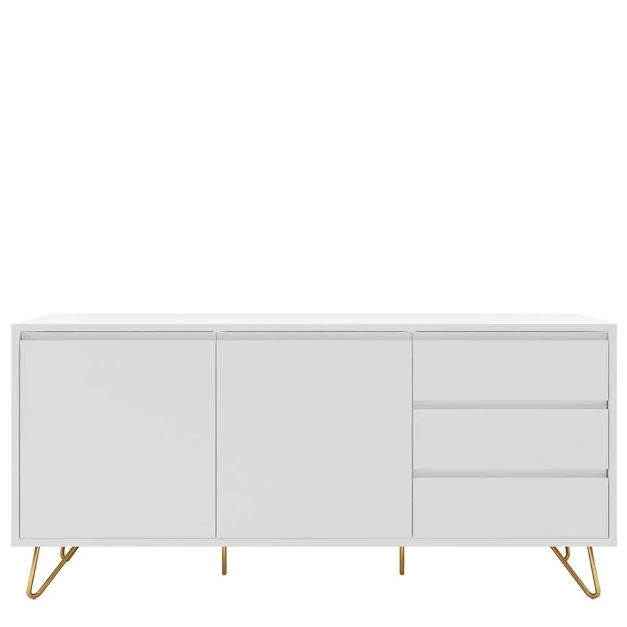 Outlet Weißes Sideboard 150cm mit Haarnadel Beinen - Donny Sideboards