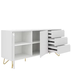 Outlet Weißes Sideboard 150cm mit Haarnadel Beinen - Donny Sideboards