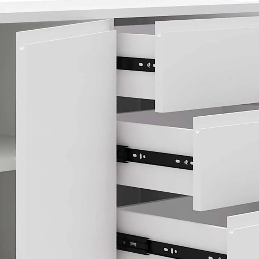 Outlet Weißes Sideboard 150cm mit Haarnadel Beinen - Donny Sideboards