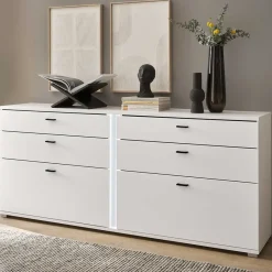 Weißes Sideboard mit vier Schubladen und zwei Klappen - Tirol Sideboards
