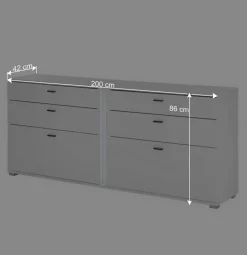 Weißes Sideboard mit vier Schubladen und zwei Klappen - Tirol Sideboards