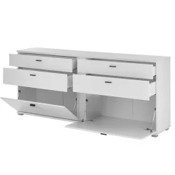 Weißes Sideboard mit vier Schubladen und zwei Klappen - Tirol Sideboards