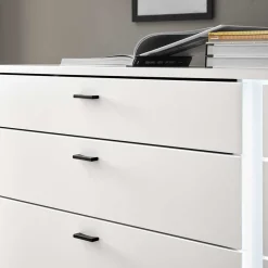 Weißes Sideboard mit vier Schubladen und zwei Klappen - Tirol Sideboards