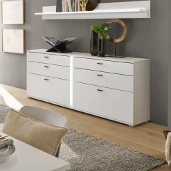 Weißes Sideboard mit vier Schubladen und zwei Klappen - Tirol Sideboards