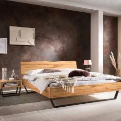 Wildbuche Bett mit Metallkufen in Anthrazit - Plestna Betten