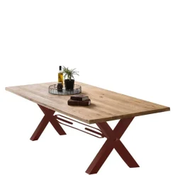 Online Wildeiche Baumkantentisch mit X Füßen - Vlacondra Tische