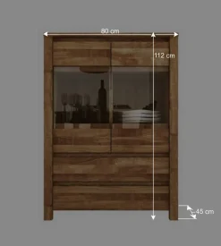 Wildeiche Highboard Nadalia massiv geölt Glas Highboards