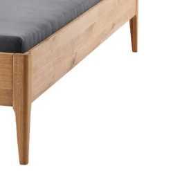 Sale Wildeiche Holzbett mit Cord-Kopfteil - Babahira Betten