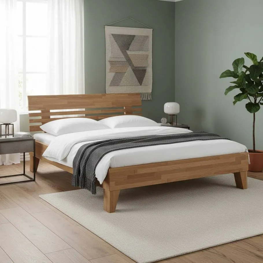 Sale Wildeiche Holzbett Verinaros in Honigfarben geölt Betten