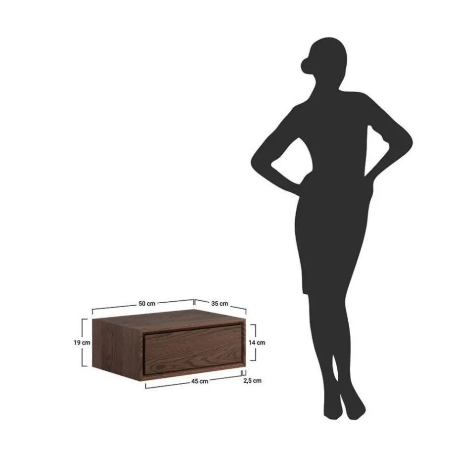 Best Wildeiche Nachtkonsole in Dunkelbraun - Hiadelia Kommoden