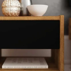 Outlet Wildeiche Nachtkonsole mit einer Schublade - Olbysca Kommoden