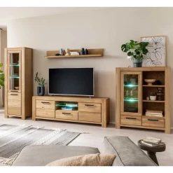 Outlet Wildeiche TV Anbauwand teilmassiv - Sophia (vierteilig) Wohnwände