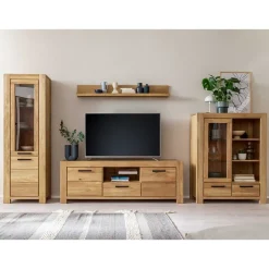 Outlet Wildeiche TV Anbauwand teilmassiv - Sophia (vierteilig) Wohnwände