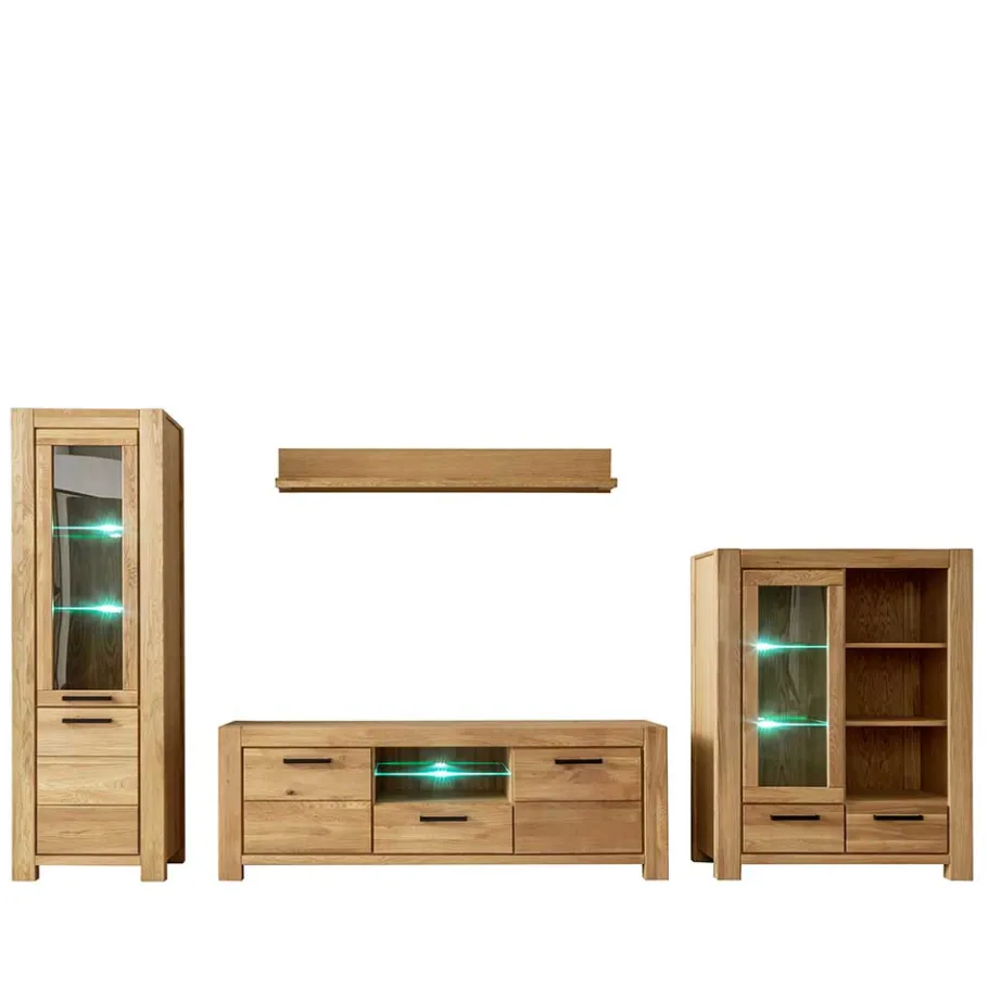 Outlet Wildeiche TV Anbauwand teilmassiv - Sophia (vierteilig) Wohnwände