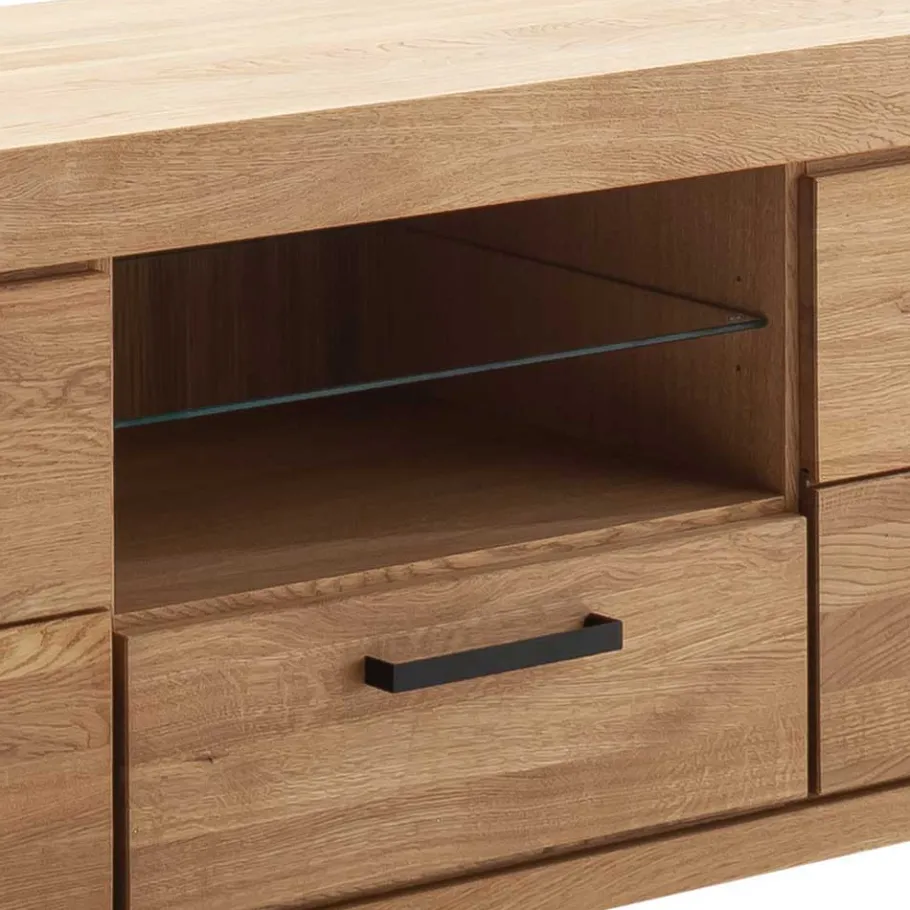 Outlet Wildeiche TV Anbauwand teilmassiv - Sophia (vierteilig) Wohnwände