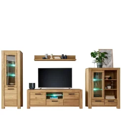 Outlet Wildeiche TV Anbauwand teilmassiv - Sophia (vierteilig) Wohnwände