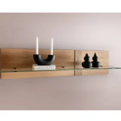 Sale Wildeiche Wandboard mit Glas-Ablage - Barrios Regale