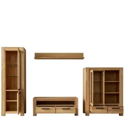 Sale Wildeiche Wohnwand Set teilmassiv - Sophia (vierteilig) Wohnwände