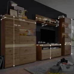 Discount Wildeiche Wohnzimmer Möbel Wohnwand - Acmida (vierteilig) Wohnwände