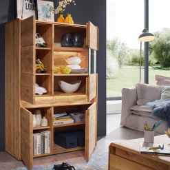 Discount Wildeiche Wohnzimmer Möbel Wohnwand - Acmida (vierteilig) Wohnwände