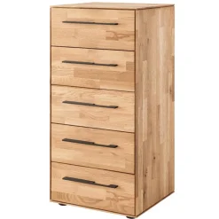 Best Wildeiche-Hochkommode mit fünf Schubladen - Kassanda Kommoden