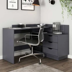 Outlet Winkelschreibtisch in Anthrazit - Korfu Tische