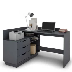 Outlet Winkelschreibtisch in Anthrazit - Korfu Tische