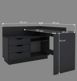 Outlet Winkelschreibtisch in Anthrazit - Korfu Tische