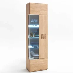 Clearance Wohnkombination in Eiche Bianco teilmassiv Pontros optional mit LED (vierteilig) Wohnwände