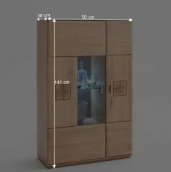 Clearance Wohnkombination in Eiche Bianco teilmassiv Pontros optional mit LED (vierteilig) Wohnwände