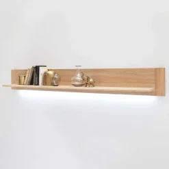 Clearance Wohnkombination in Eiche Bianco teilmassiv Pontros optional mit LED (vierteilig) Wohnwände