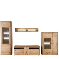 Outlet Wohnkombination in Eiche Bianco - Destal (vierteilig) Wohnwände