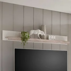 Hot Wohnkombination mit TV Element im Landhaus Stil Nedita in Weiß Pinie (vierteilig) Wohnwände