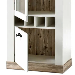 Hot Wohnkombination mit TV Element im Landhaus Stil Nedita in Weiß Pinie (vierteilig) Wohnwände