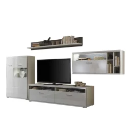 Online Wohnkombination Tacroma in Hochglanz Weiß (vierteilig) Wohnwände