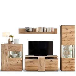 New Wohnmöbel Set in Eiche Bianco - Crokas (vierteilig) Wohnwände