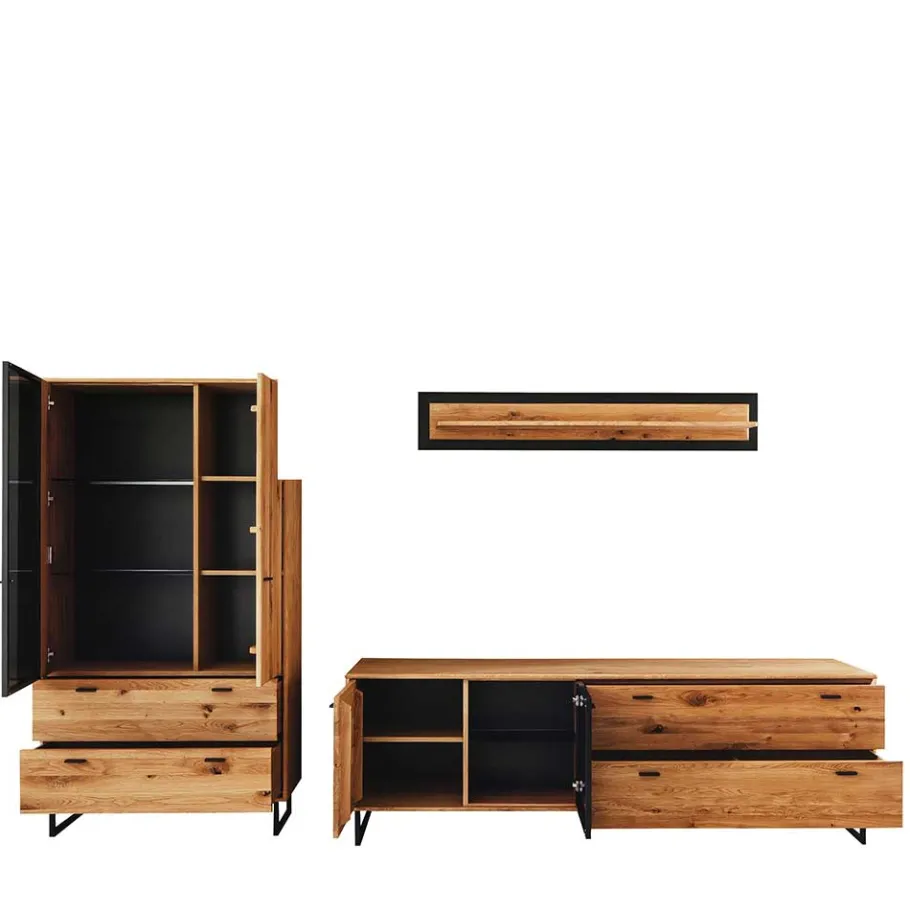 Hot Wohnwand für Wohnzimmer Set - Flacona (dreiteilig) Wohnwände