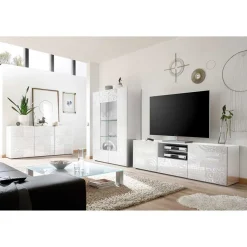 Best Wohnwand Hochglanz in Weiß - Vascaub (dreiteilig) Wohnwände