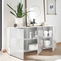 Best Wohnwand Hochglanz in Weiß - Vascaub (dreiteilig) Wohnwände