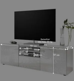 Best Wohnwand Hochglanz in Weiß - Vascaub (dreiteilig) Wohnwände