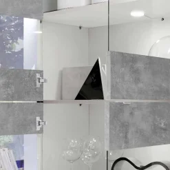 Clearance Wohnwand in Beton Optik & Weiß HG - Narandu (dreiteilig) Wohnwände