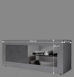 Clearance Wohnwand in Beton Optik & Weiß HG - Narandu (dreiteilig) Wohnwände