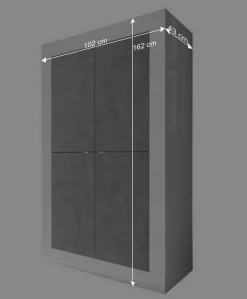 Clearance Wohnwand in Beton Optik & Weiß HG - Narandu (dreiteilig) Wohnwände